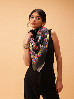 Silk Land - Women'S Abstract Printed Silk Scarf