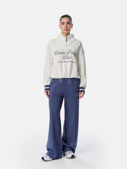 Cardio Bunny - Breathable Stretch Fleece Half Zipper Stand Collar Neck Relaxed Fit Sweatshirt