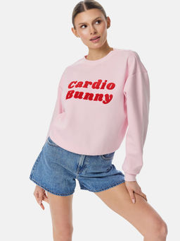 Cardio Bunny - Oversized Sweatshirt With Brand Center Chest Script & Back Neck Logo