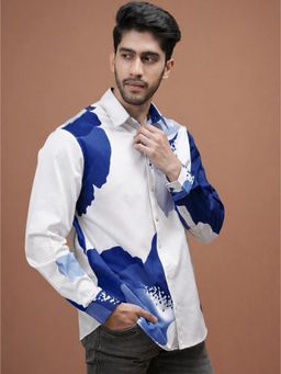CLUBHAVANA - Azure Bloom Blue Cotton Print Shirt