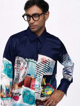 CLUBHAVANA - Postmark Odyssey Blue Premium Soft Satin Shirt