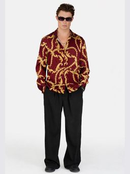 CLUBHAVANA - Baroque Rouge Premium Maroon Soft Satin Shirt