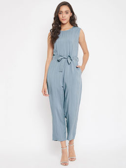 CRIMSOUNE CLUB - Womens Striped Blue Jump Suit
