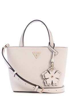 Guess - Women Light Grey Solid Lucci Tote Bag with Detachable Strap