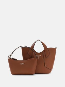 Guess - Women Brown Darcy Handbag with Inner Bag and Detachable Strap