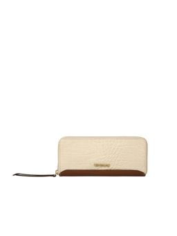 Hidesign - Women Off White Genuine Leather Zip Around Wallet