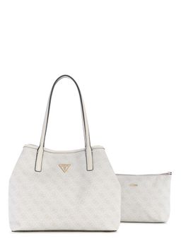 Guess - Women Off White Printed Victoria Tote Bag with Pouch