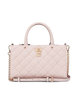 Guess - Women Pink Quilted Ramona Satchel Bag with Detachable Strap