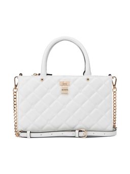 Guess - Women White Quilted Ramona Satchel Bag with Detachable Strap