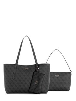 Guess - Women Charcoal Printed Brenton Handbag with Inner Bag and Pouch