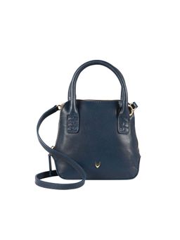 Hidesign - Women Navy Blue Genuine Leather Handbag with Detachable Strap