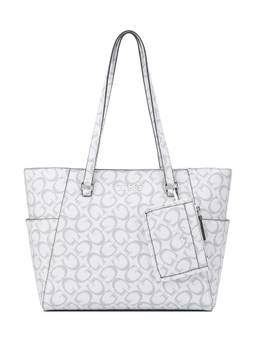Guess - Women White Printed Granby Tote Bag with Pouch