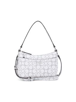 Guess - Women White Printed Granby Shoulder Bag with Detachable Strap