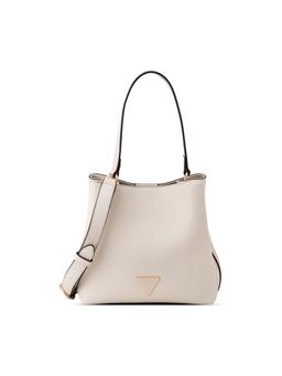 Guess - Women Off White Solid Wells Handbag with Detachable Strap