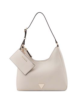 Guess - Women Off White Solid Wells Shoulder Bag with Pouch