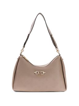Guess - Women Beige Textured Logo Anise Shoulder Bag