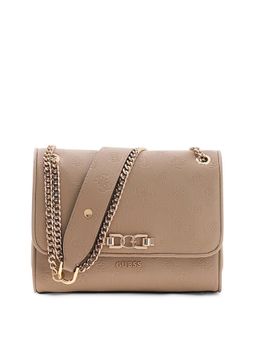 Guess - Women Beige Textured Logo Anise Convertible Crossbody Bag