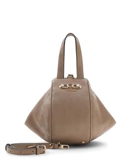 Guess - Women Brown Textured Logo Anise Top Zip Handbag with Detachable Strap