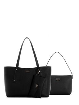 Guess - Women Black Solid Brenton Handbag with Inner Bag and Pouch