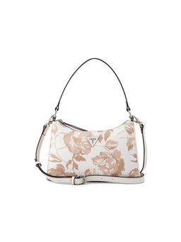 Guess - Women White-Beige Floral Jillian Shoulder Bag with Detachable Strap