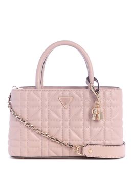 Guess - Women Pink Quilted Edita Satchel Bag with Detachable Strap
