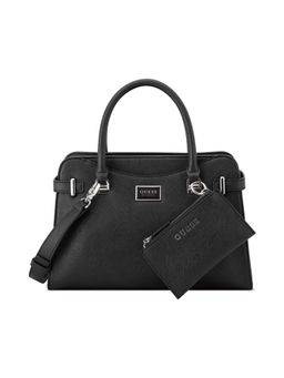 Guess - Women Black Rosie Satchel Bag with Detachable Strap and Pouch