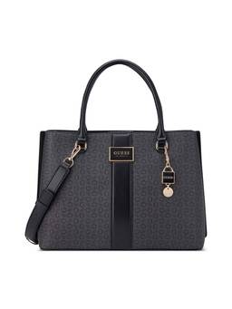 Guess - Women Charcoal Printed Isabella Satchel Bag with Detachable Strap