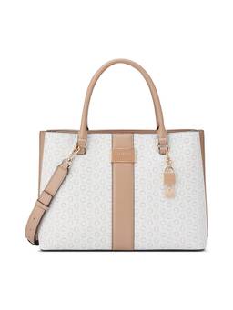 Guess - Women White Printed Isabella Satchel Bag with Detachable Strap