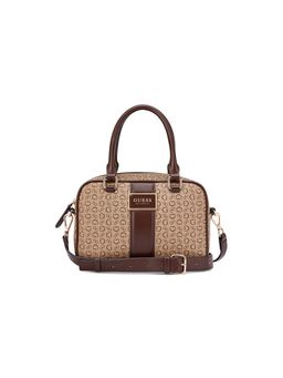 Guess - Women Light Brown Printed Isabella Handbag with Detachable Strap