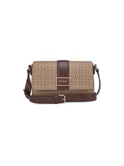 Guess - Women Light Brown Printed Isabella Crossbody Bag