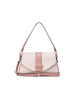 Guess - Women Pink Printed Erika Shoulder Bag with Detachable Strap