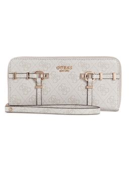 Guess - Women Off White Printed Leona Logo Zip-Around Wallet