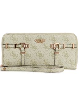 Guess - Women Green Printed Leona Logo Zip-Around Wallet