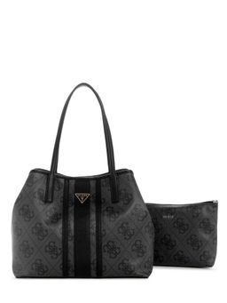 Guess - Women Charcoal Printed Victoria Tote Bag with Pouch