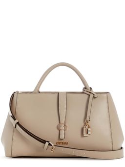 Guess - Women Beige Solid Carrie Handbag with Detachable Strap