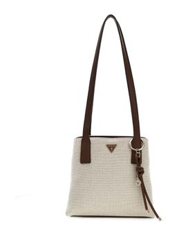 Guess - Women Off White-Brown Textured Alice Shoulder Bag