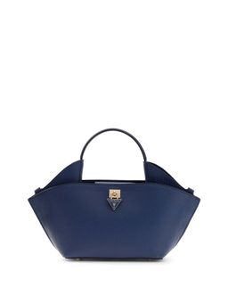 Guess - Women Navy Blue Solid Patsie Handbag with Detachable Strap