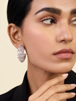 Isharya - Radiant Huggie Earrings In Rhodium Plating