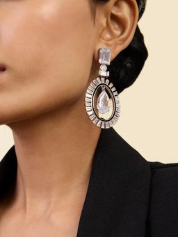 Isharya - Plush Enamel Drop Earrings In Rhodium Plating
