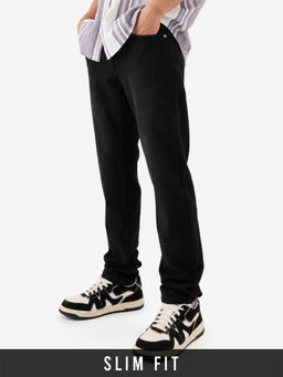 The Souled Store - Mens Charcoal Black Slim Fit Jeans