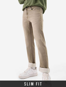The Souled Store - Mens Camel Brown Slim Fit Jeans