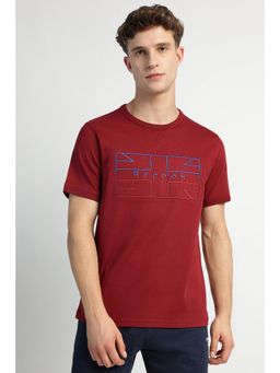Reebok - Mens Maroon Embroidered T-Shirt