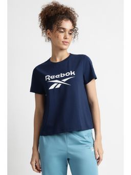 Reebok - Womens Navy Blue Typography T-Shirt