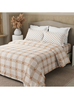 Boutique Living - Embrace Checks Print Double Queen Bedsheet with 2 Pillow Covers