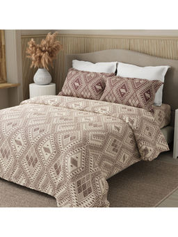 Boutique Living - Embrace Brown Print Double Queen Bedsheet with 2 Pillow Covers