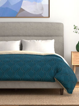 Urban Space - Bed Dohar Quilted, 3-Layer Blanket Teal & Beige