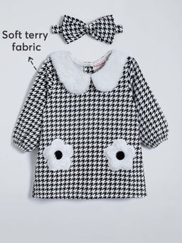 Hopscotch - Black Printed Dress and Headband