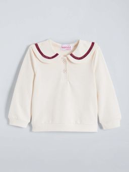 Hopscotch - Beige Solid Sweatshirt