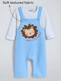 Hopscotch - Blue Embroidered T-shirt and Dungaree