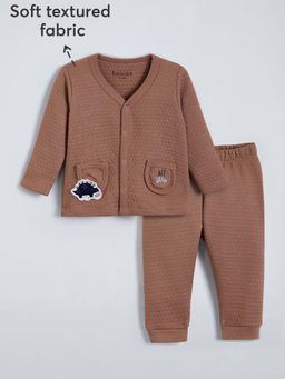 Hopscotch - Brown Textured Jabla and Pant